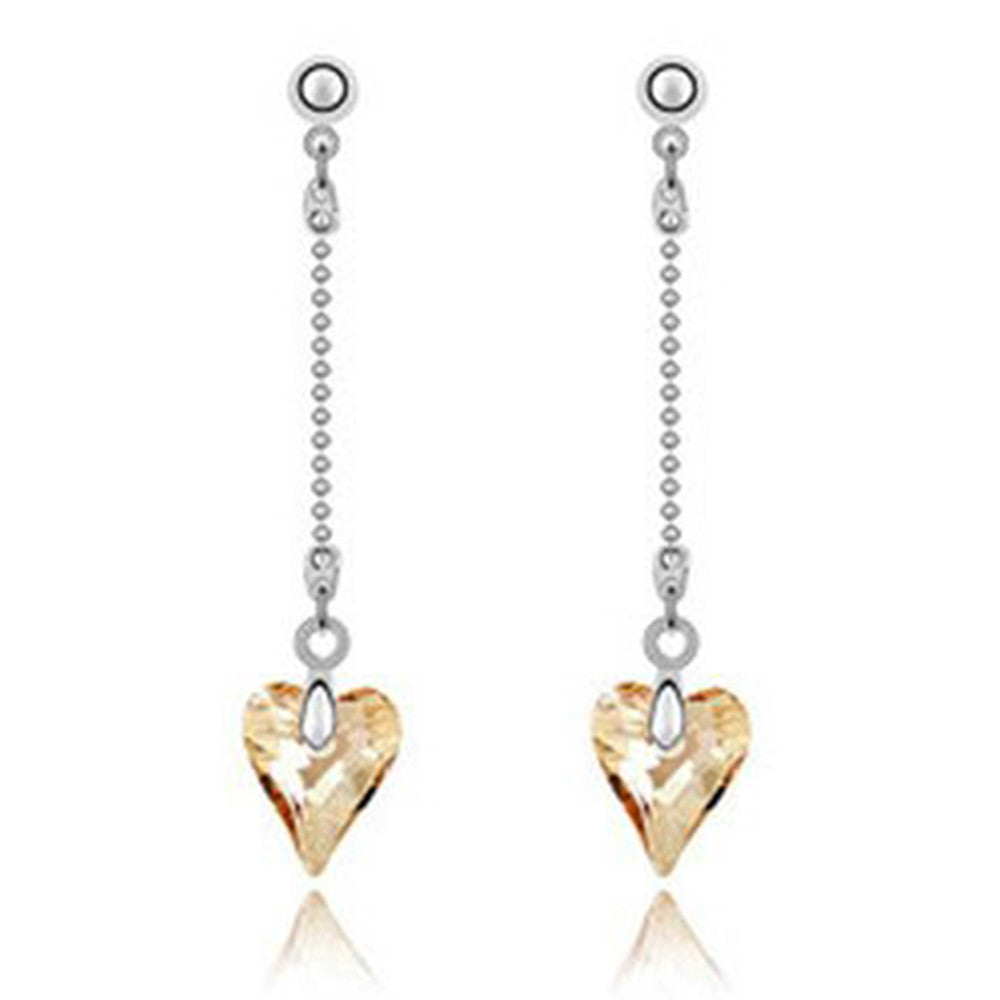 Factory wholesale long paragraph Korean version hypoallergenic earrings European and American fashion Austria Crystal Earrings - roses     GOLDEN SHADOW - Mega Save Wholesale & Retail - 1