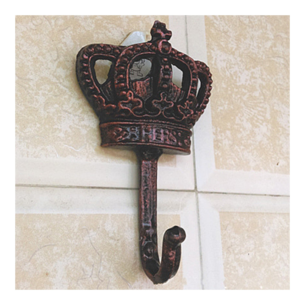 Cast iron wall hangings clothing hook hook hook creative crown decorative wall hook iron    red copper - Mega Save Wholesale & Retail - 2