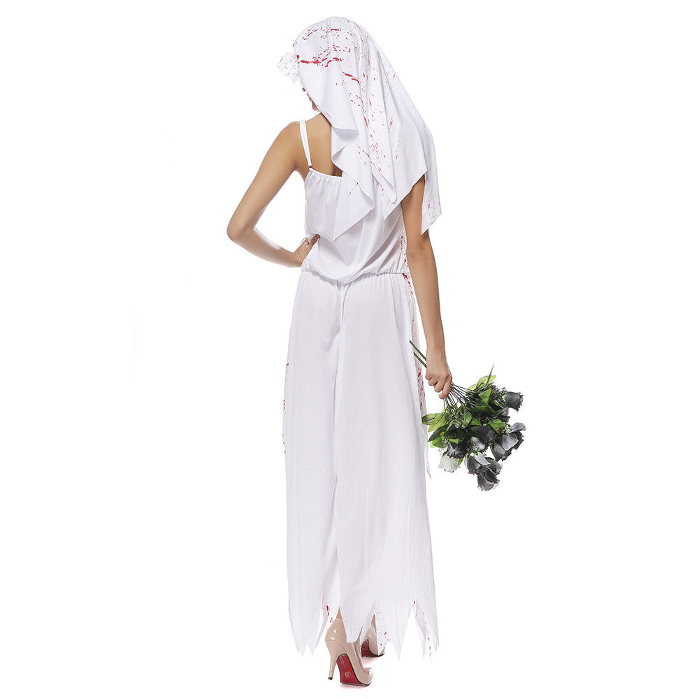 Blood White Woman Zombie Halloween Costume  S - Mega Save Wholesale & Retail - 4