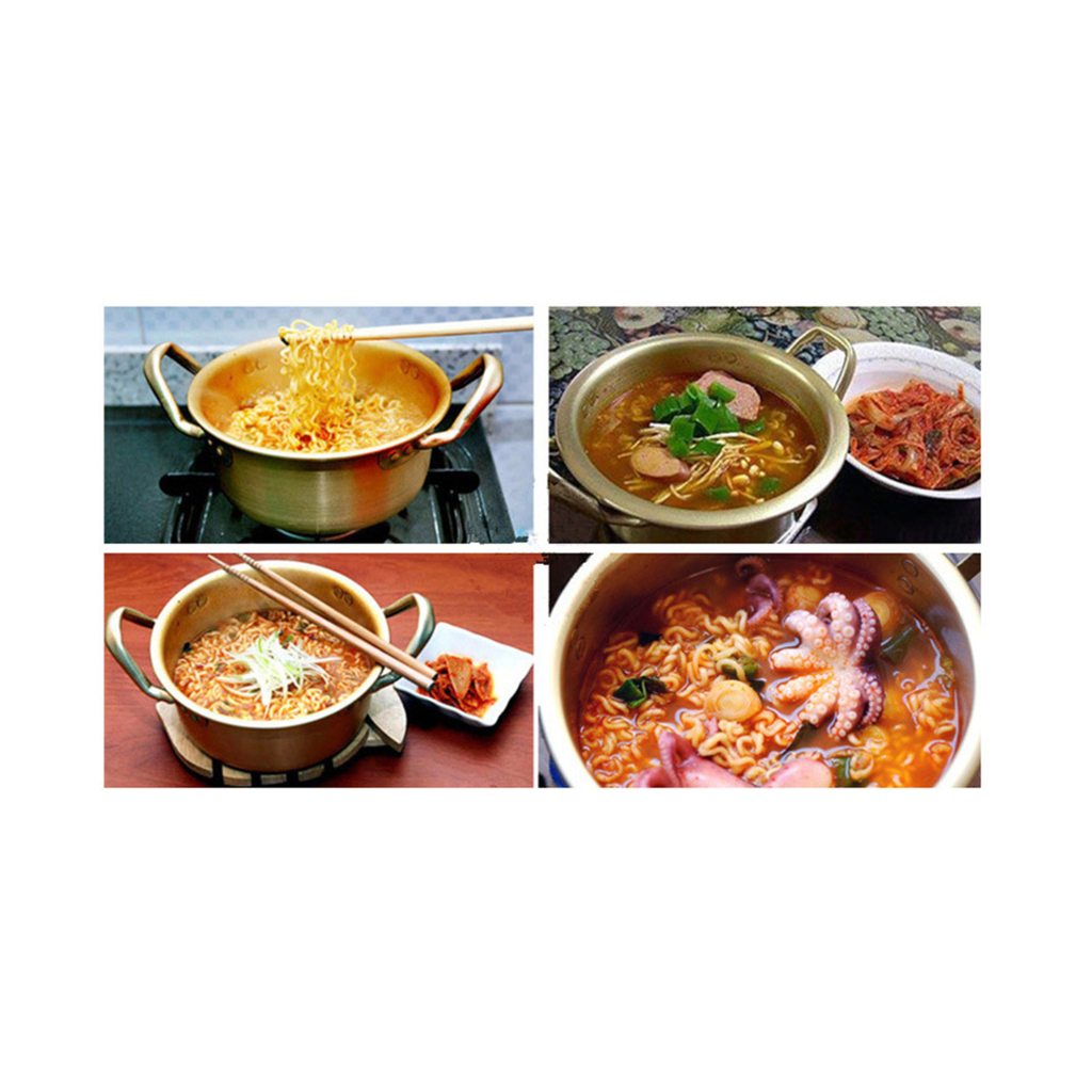 Korean Stretched Noodles Pot Yellow Aluminum Pot Instant Noodles Thick   two handles diameter 22cm - Mega Save Wholesale & Retail - 4