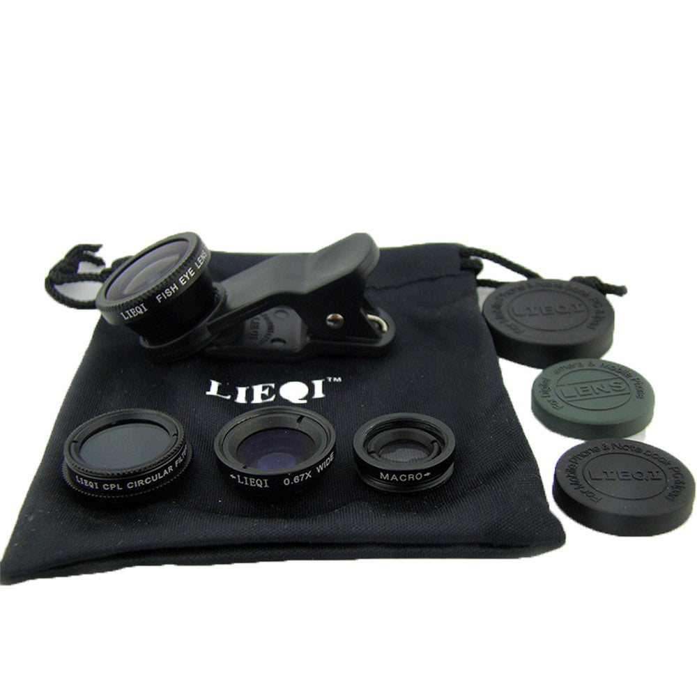 LIEQI LQ008 super wide-angle fisheye macro effects CPL filter Four cell phone camera Black - Mega Save Wholesale & Retail - 1