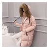 Winter Hooded Middle Long Slim Racoon Down Coat Woman   pink   S - Mega Save Wholesale & Retail - 2