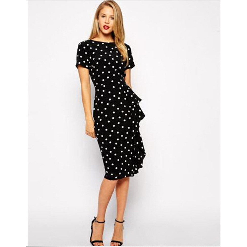 Hot Sexy Women's Chiffon Polka Dot Bodycon Short Sleeve Cocktail Party Dress Casual Dress Red S - Mega Save Wholesale & Retail - 3