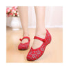 Old Beijing Black Embroidered Shoes for Women in Low Cut National Style with Beautiful Floral Designs & Ankle Straps - Mega Save Wholesale & Retail - 1