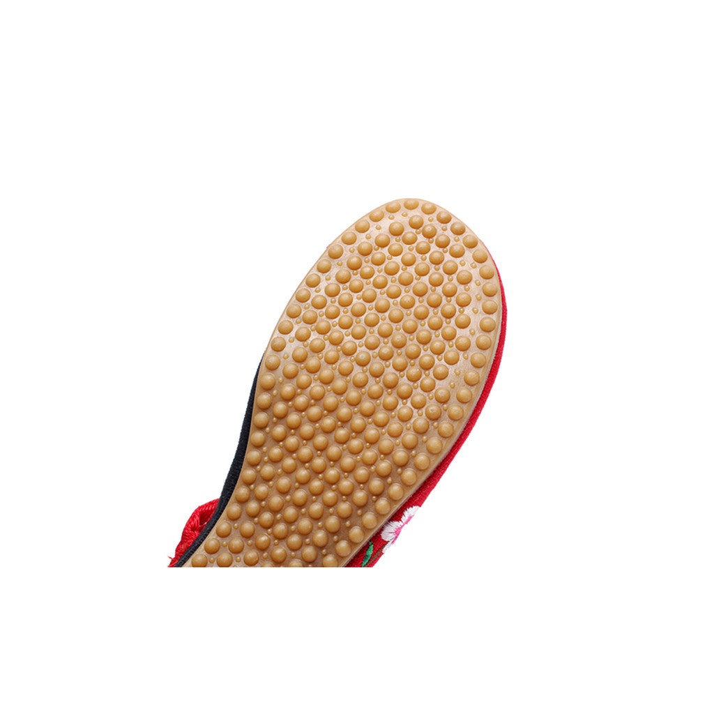 Spring Peach Flower in Blossom Fashionable National Style Vintage Chinese Embroidered Shoes Woman Increased within Shoes   red - Mega Save Wholesale & Retail - 2