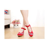 2016 Spring Embroidered Shoes High Heeled Shoes Square Dacne Manual Embroidery National Style Dancing Shoes   red - Mega Save Wholesale & Retail