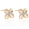 Flower 18K Gold Galvanized Austrian Zircon Ear Studs    white - Mega Save Wholesale & Retail - 1