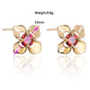 Flower 18K Gold Galvanized Austrian Zircon Ear Studs    red - Mega Save Wholesale & Retail - 4