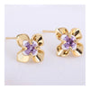 Flower 18K Gold Galvanized Austrian Zircon Ear Studs    purple - Mega Save Wholesale & Retail - 2