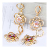Flower Earrings 18K Gold Galvanized Zircon   red - Mega Save Wholesale & Retail - 4