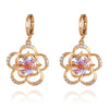 Flower Earrings 18K Gold Galvanized Zircon   pink - Mega Save Wholesale & Retail - 1