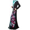 Muslim Long Dress Digital Printing Arabian Robe   black   M