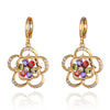 Flower Earrings 18K Gold Galvanized Zircon   red - Mega Save Wholesale & Retail - 1
