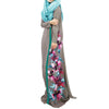 Muslim Long Dress Digital Printing Arabian Robe   grey   M
