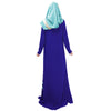 Muslim Long Dress Digital Printing Arabian Robe   blue   M