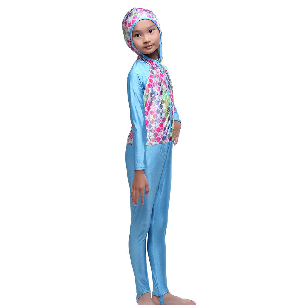 Musilim Swimwear Swimsuit Burqini hw20f Child   sky blue   S - Mega Save Wholesale & Retail - 2