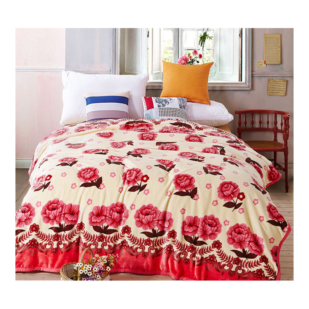 Beauty Flower Thick Mink Cashmere Flannel Blanket Throw Gift Child Single Queen   180x200cm - Mega Save Wholesale & Retail - 1