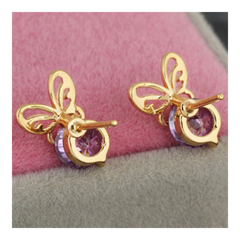 18K Gold Galvanized Austrian Zircon Ear Studs   white - Mega Save Wholesale & Retail - 4