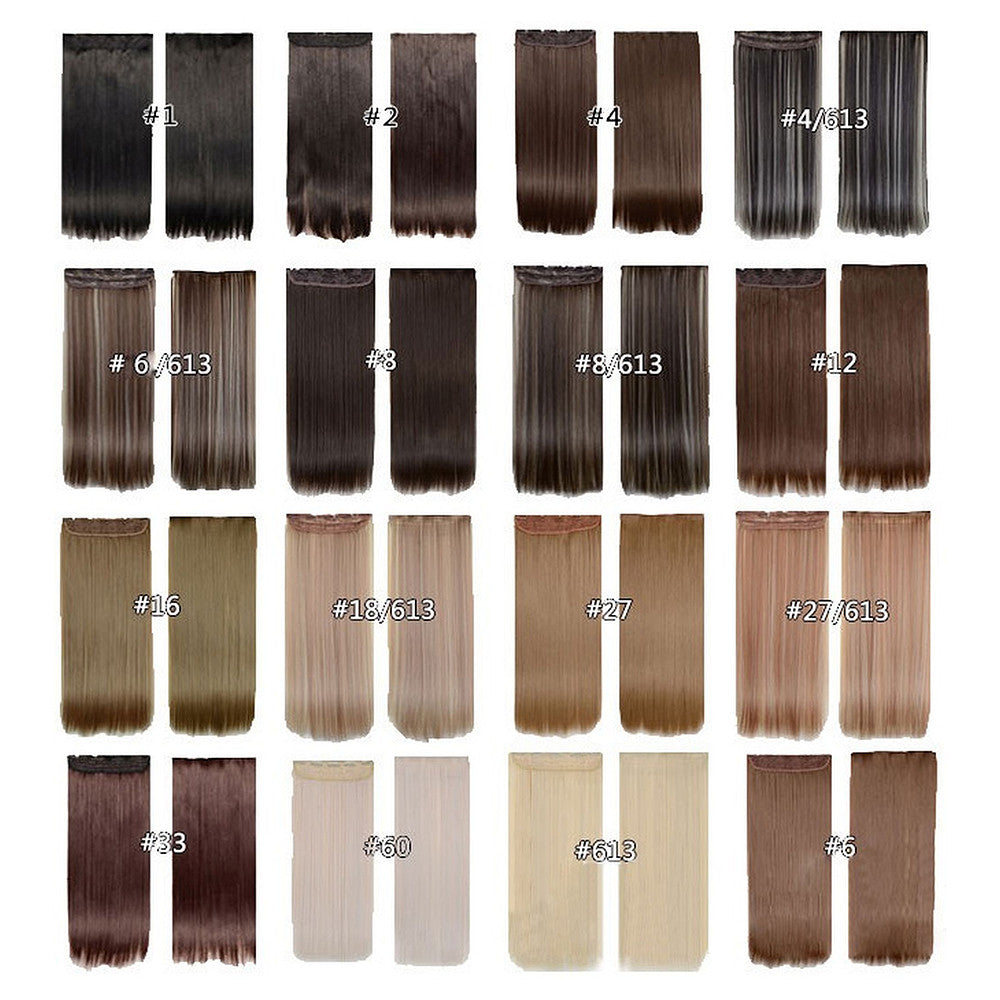Five card piece 120g high temperature wire synthetic hair Straight hair extension 60 # Seamless wig curtain Highlights   #4/613 - Mega Save Wholesale & Retail - 5