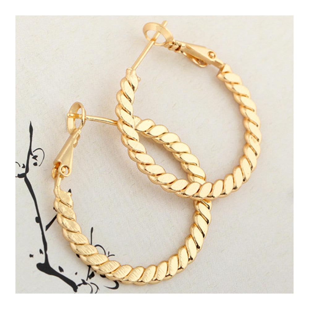 18K Gold Platinum Galvanized Simple Earrings   yellow - Mega Save Wholesale & Retail - 2