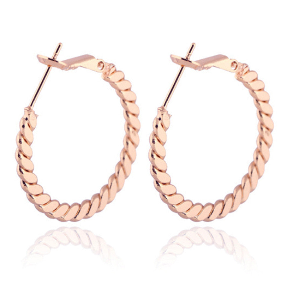 18K Gold Platinum Galvanized Simple Earrings    rose golden - Mega Save Wholesale & Retail - 1