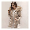 Loose Warm Woman Down Coat Slim Middle Long   beige   S - Mega Save Wholesale & Retail - 1