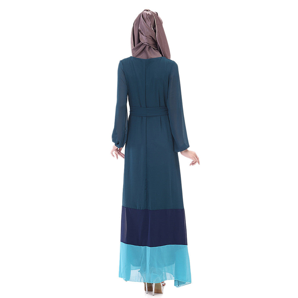 Muslim Motley Long Dress Chiffon Robe   indigo - Mega Save Wholesale & Retail - 3