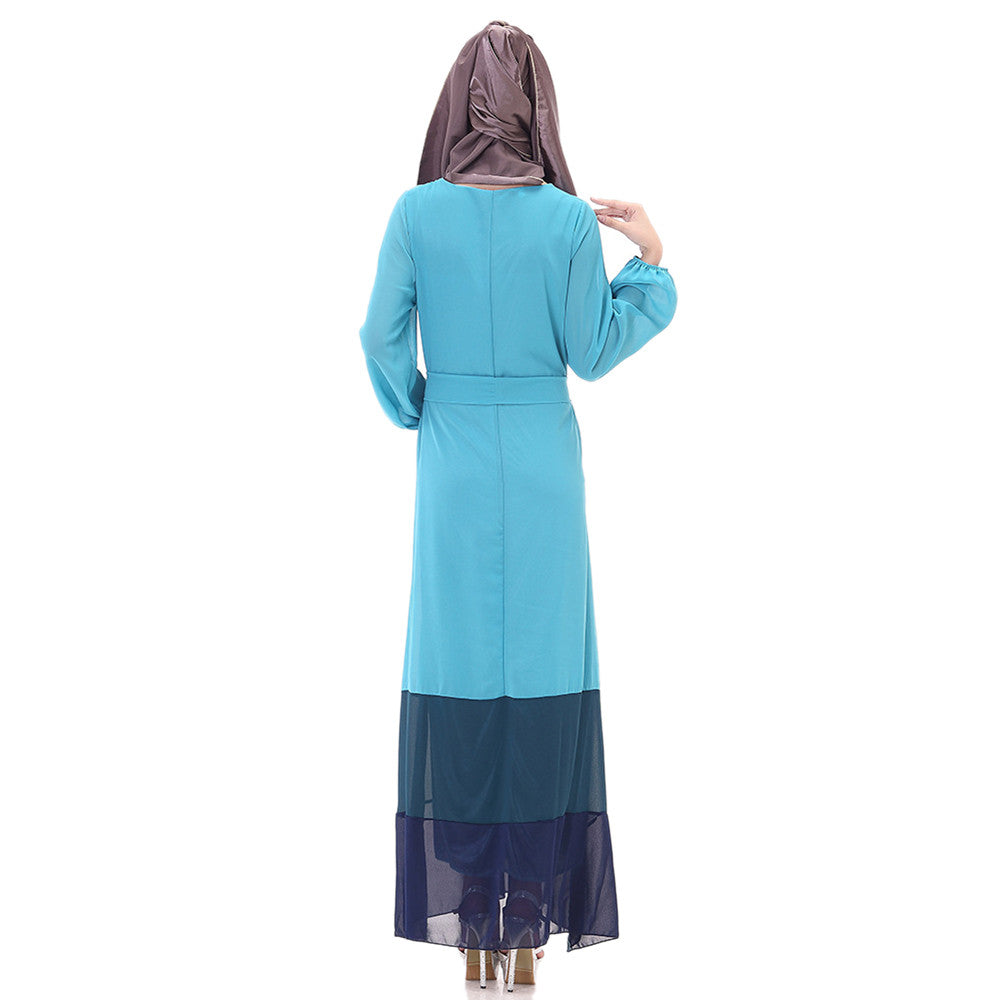 Muslim Motley Long Dress Chiffon Robe   sky blue - Mega Save Wholesale & Retail - 3