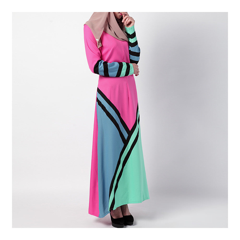 Arabian Muslim Robr Geometry Motley Dress   rose red   M