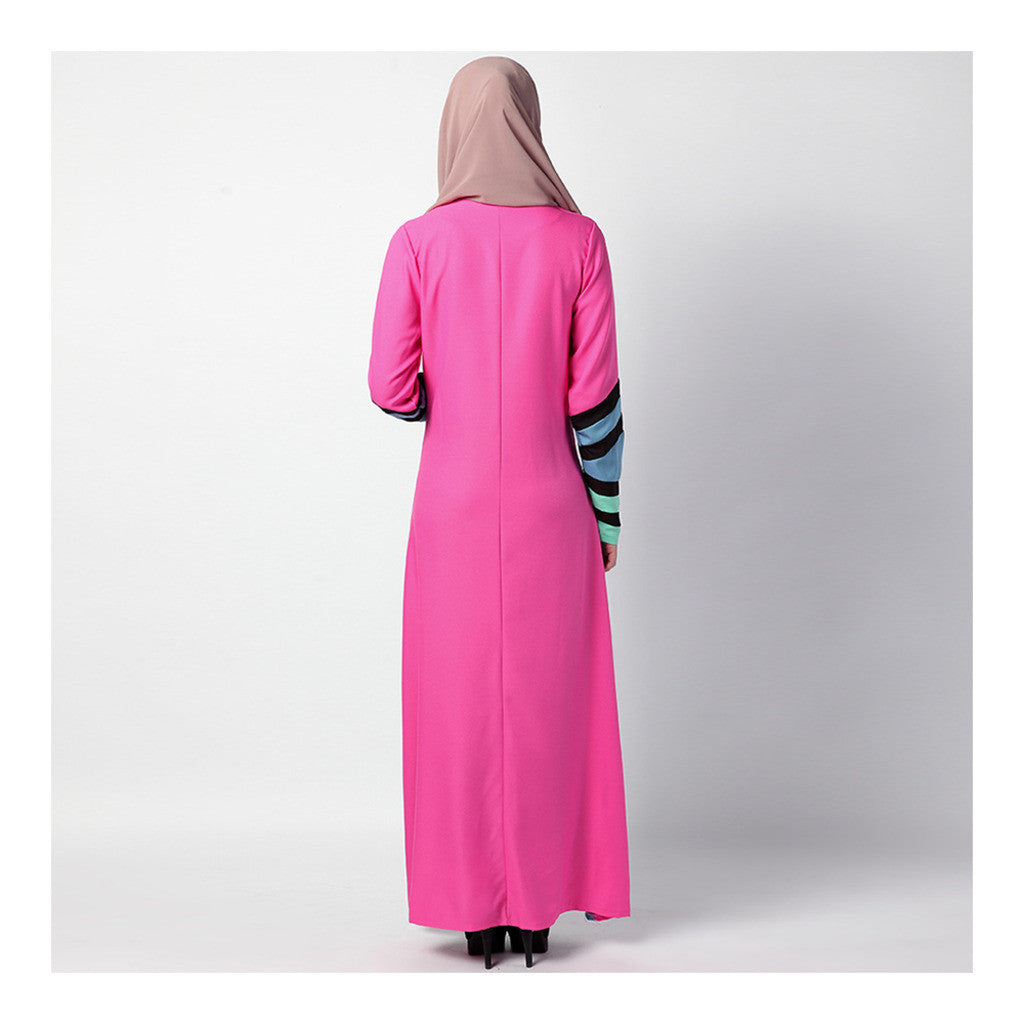 Arabian Muslim Robr Geometry Motley Dress   rose red   M - Mega Save Wholesale & Retail - 4