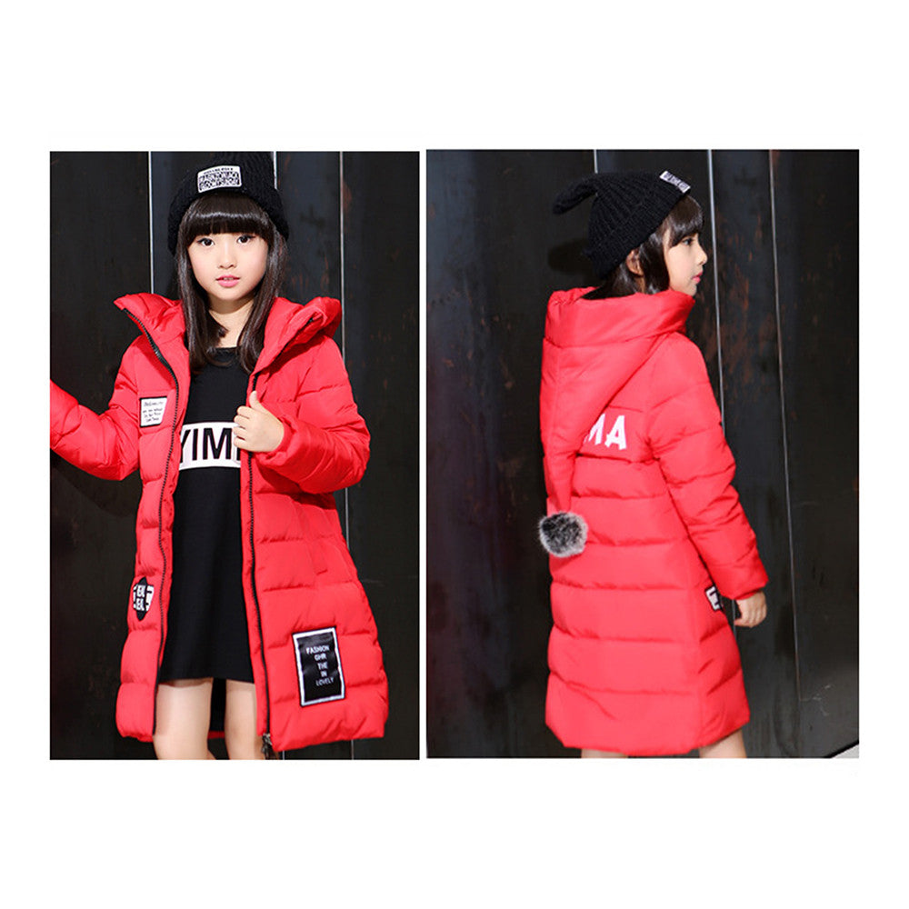 Winter Thick Warm Slim Middle Long Girl Down Coat   red   130cm - Mega Save Wholesale & Retail - 3