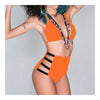 High Waist Swimwear Swimsuit Sexy Vintage Tie Bikini  orange  S - Mega Save Wholesale & Retail - 1