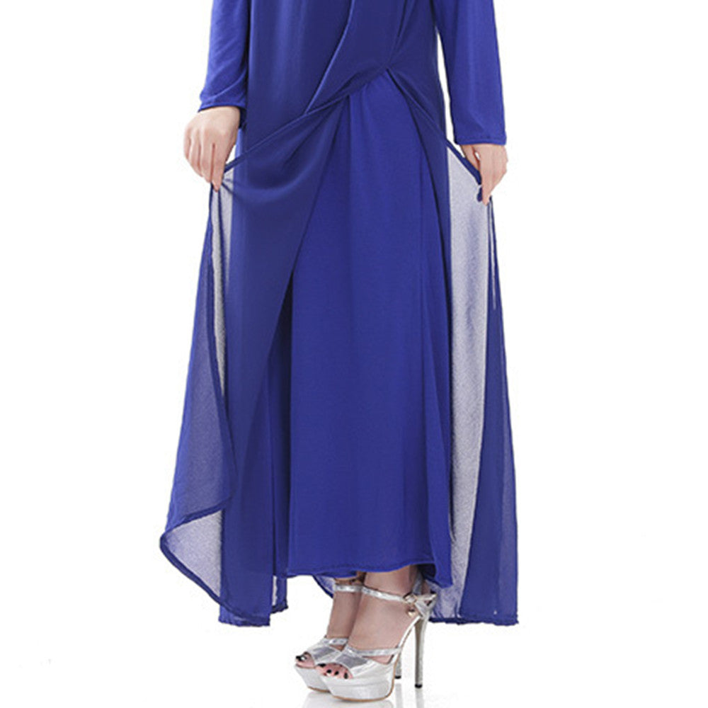 Muslim Robe Long Dress Big Peplum   wine red - Mega Save Wholesale & Retail - 4
