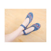 2016 Spring Embroidered Blue High Heel Shoes in Durable & Pure Natural Canvas with Flower Patterns - Mega Save Wholesale & Retail