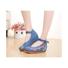 2016 Spring Embroidered Shoes High Heeled Shoes Square Dacne Manual Embroidery National Style Dancing Shoes   blue - Mega Save Wholesale & Retail