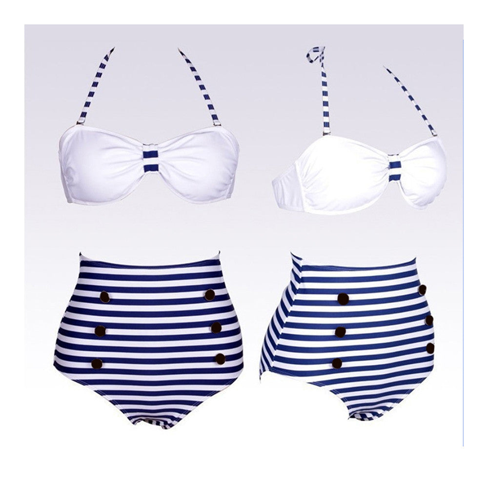 Swimwear Swimsuit Bikini Vintage High Waist Point  3122  S - Mega Save Wholesale & Retail - 1