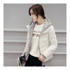 Hooded Down Coat Woman Slim Warm Screw Thread Chic   white   S - Mega Save Wholesale & Retail - 1