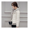 Hooded Down Coat Woman Slim Warm Screw Thread Chic   white   S - Mega Save Wholesale & Retail - 2