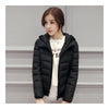 Hooded Down Coat Woman Slim Warm Screw Thread Chic   black    S - Mega Save Wholesale & Retail - 1