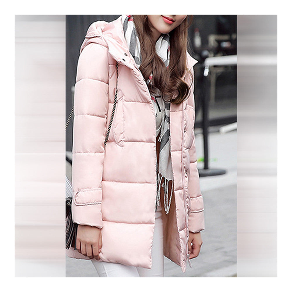 Down Coat Woman Middle Long Slim Plus Size Winter   pink    M - Mega Save Wholesale & Retail - 2