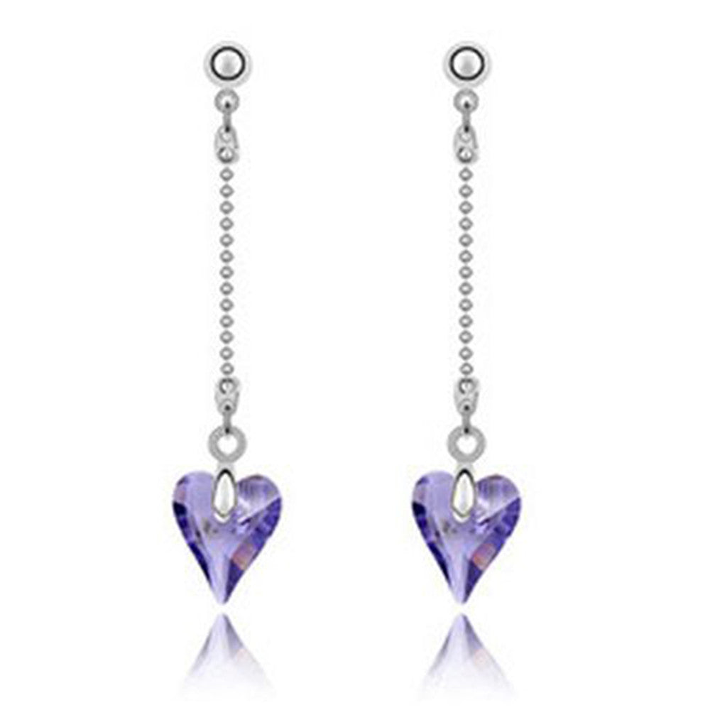 Factory wholesale long paragraph Korean version hypoallergenic earrings European and American fashion Austria Crystal Earrings - roses      LOTUS PURPLE-Tanzanite - Mega Save Wholesale & Retail - 1