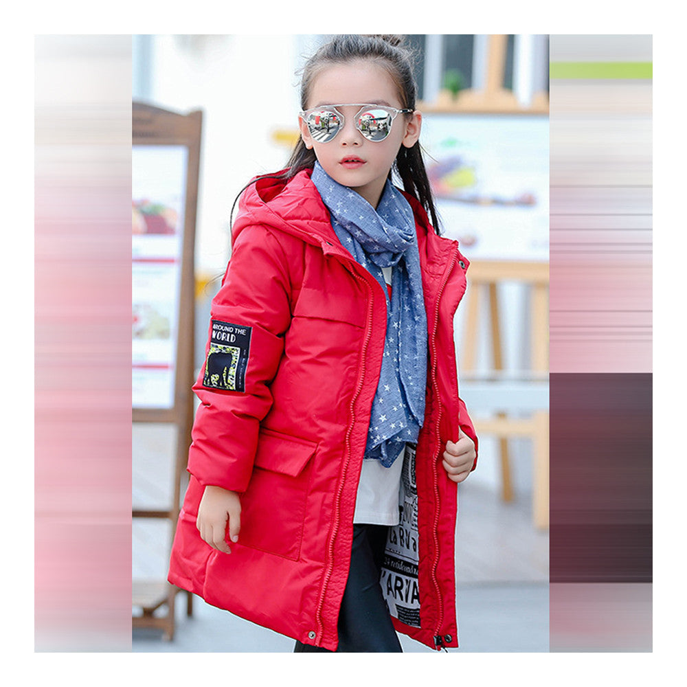 Winter Thick Middle Long Down Coat Boy Girl Child   red   120cm - Mega Save Wholesale & Retail - 2