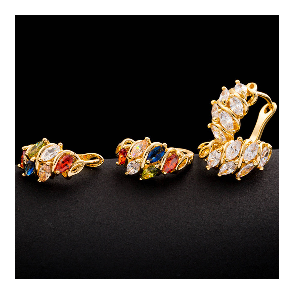 Earrings Galvanized Gold Diamanted with Zircon   gold plated white zircon - Mega Save Wholesale & Retail - 3