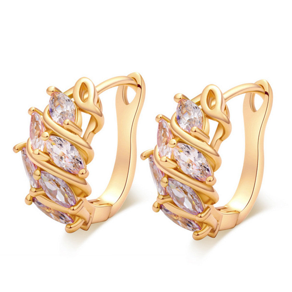 Earrings Galvanized Gold Diamanted with Zircon   gold plated white zircon - Mega Save Wholesale & Retail - 1