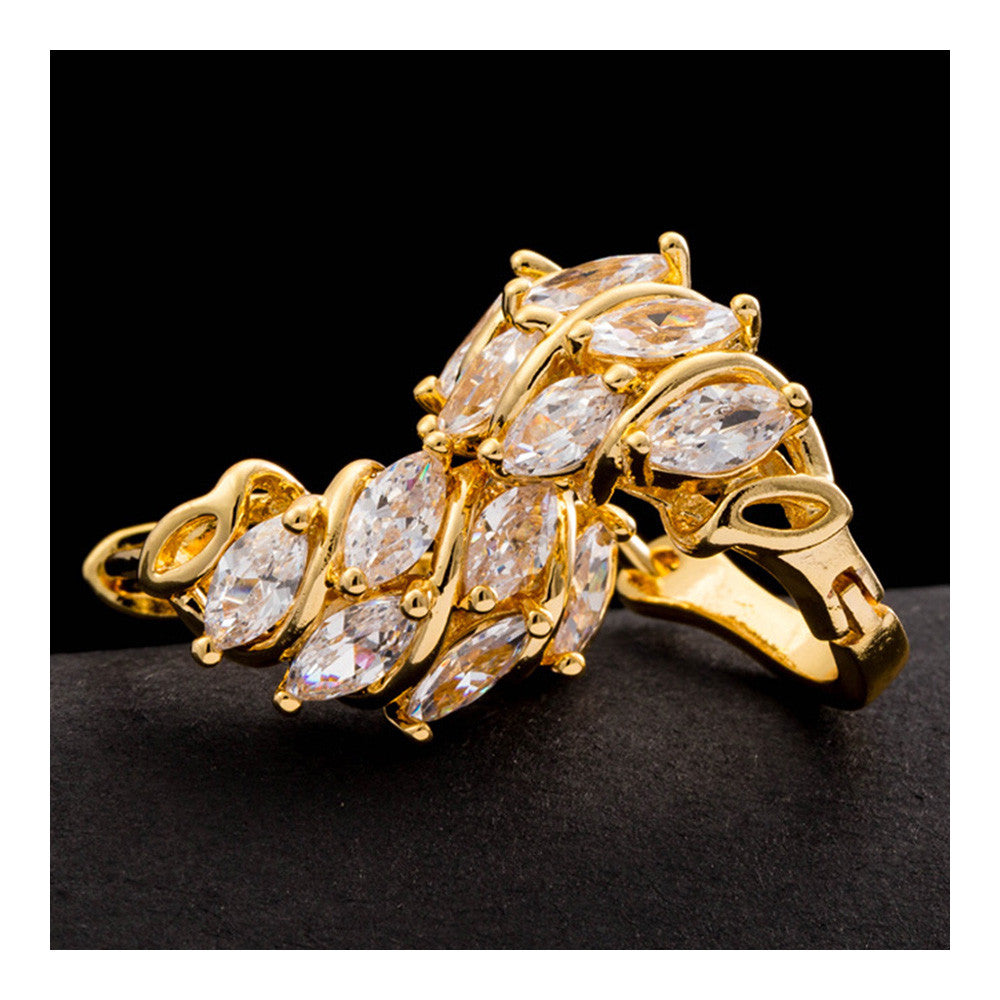 Earrings Galvanized Gold Diamanted with Zircon   gold plated white zircon - Mega Save Wholesale & Retail - 2