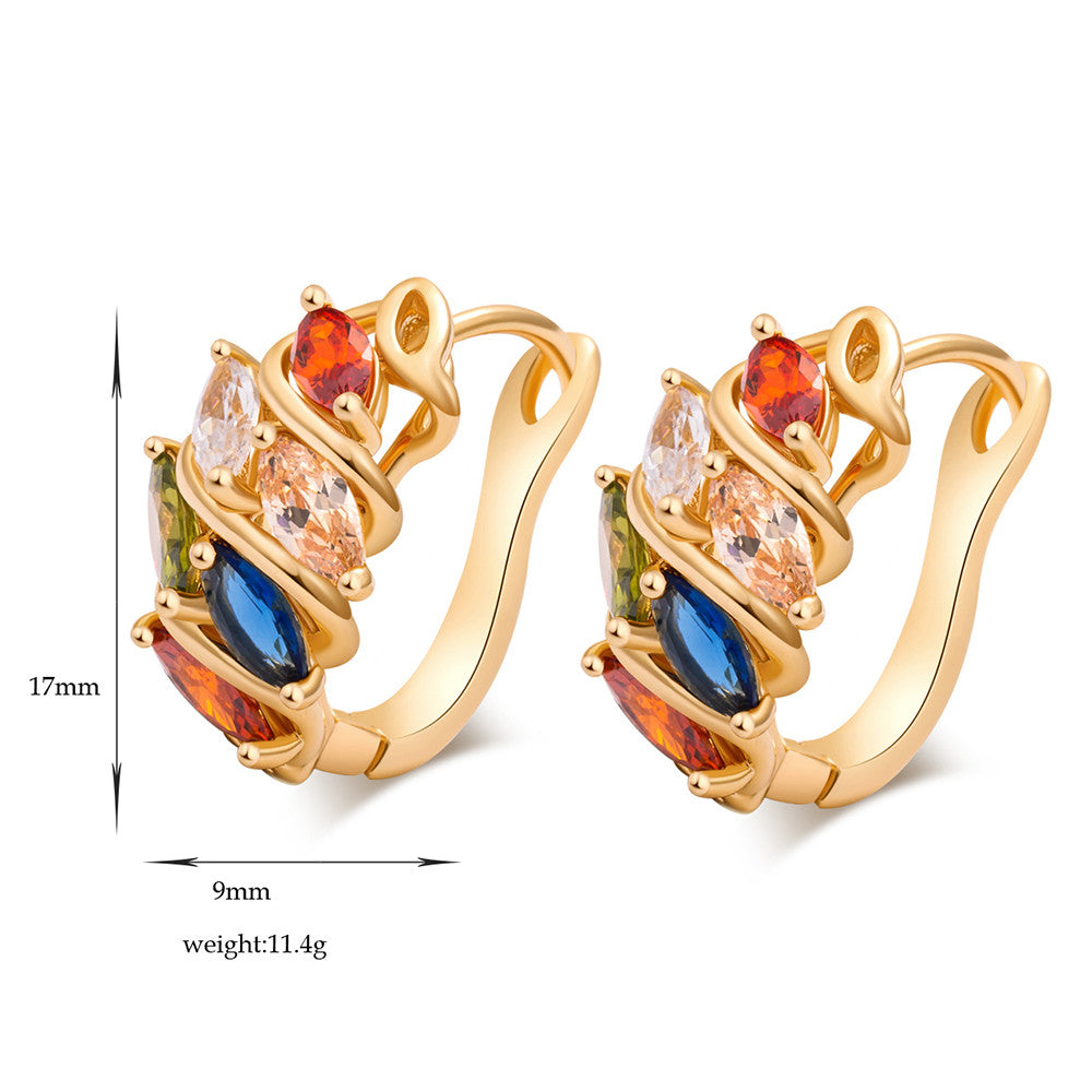 Earrings Galvanized Gold Diamanted with Zircon   gold plated colorful zircon - Mega Save Wholesale & Retail - 4