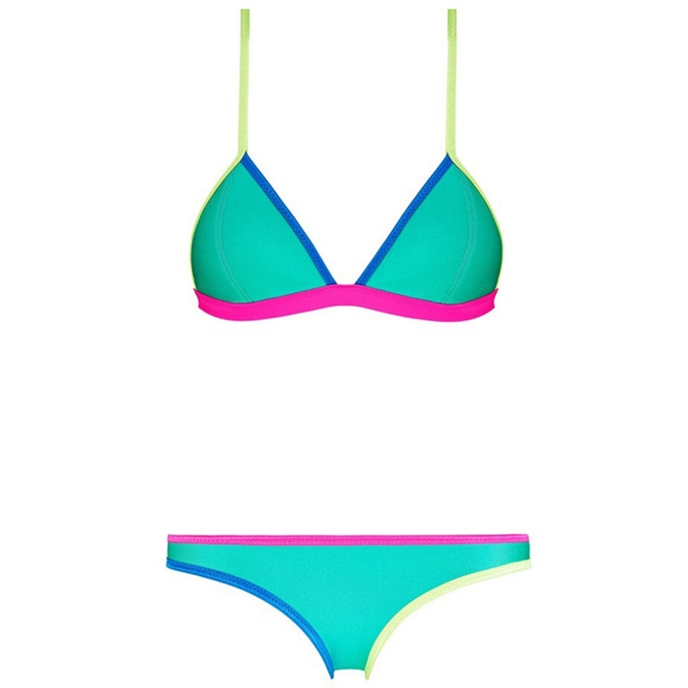 Assorted Colors Triangle Bikini Tie Women Swimwear Swimsuit Sexy  green  S - Mega Save Wholesale & Retail - 2
