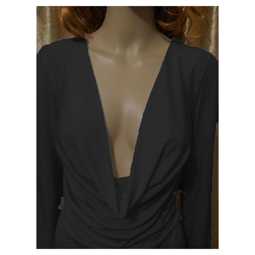 AliExpress Hot explosion models in Europe and America new sexy V-neck dress waist irregular hem dress Green - Mega Save Wholesale & Retail - 4