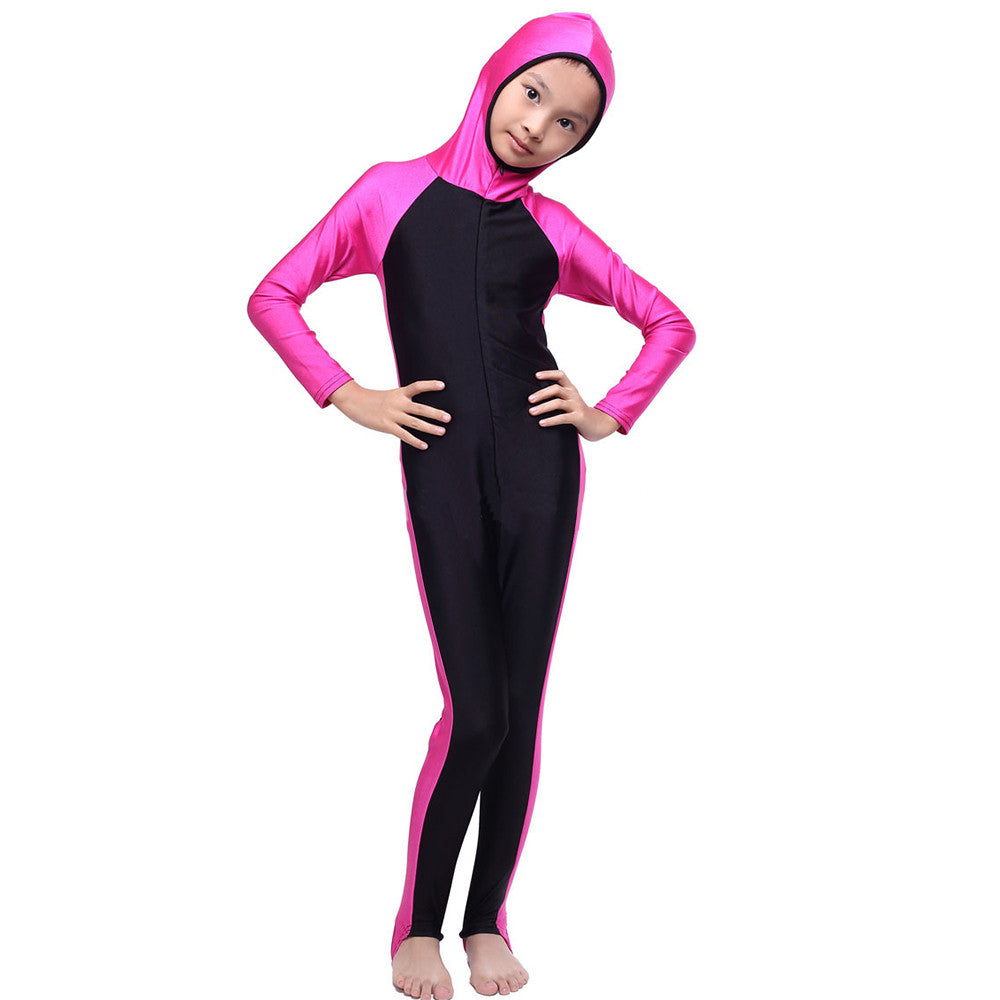 Musilim Swimwear Swimsuit Burqini hw20e Child   rose red   S - Mega Save Wholesale & Retail - 1