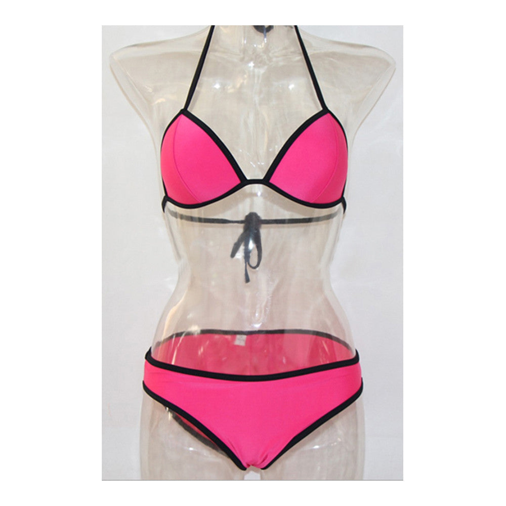 European Swimwear Swimsuit Triangle Bikini  rose red  S - Mega Save Wholesale & Retail - 1